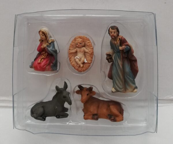 mini natività per presepe di natale box 5 pezzi di 3 cm in pvc prezzo 1 blister 76487