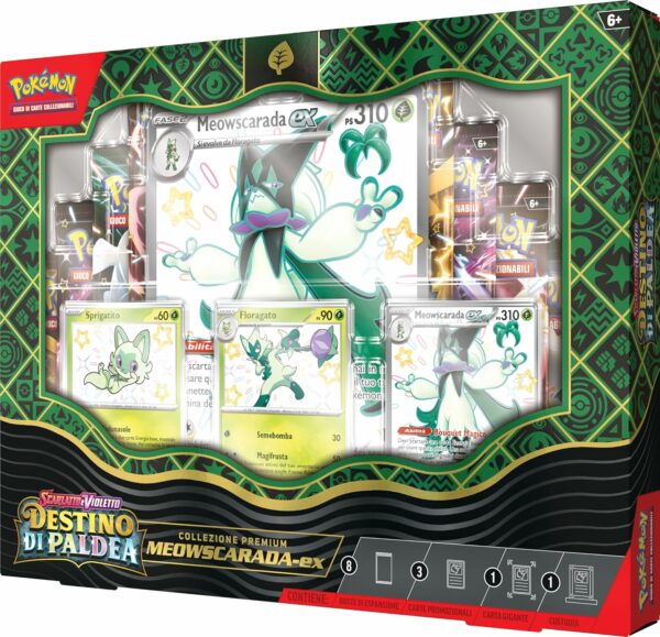 Pokemon Collezione premium Meowscarada-ex dell’espansione Scarlatto e Violetto Destino di Paldea edizione in italiano