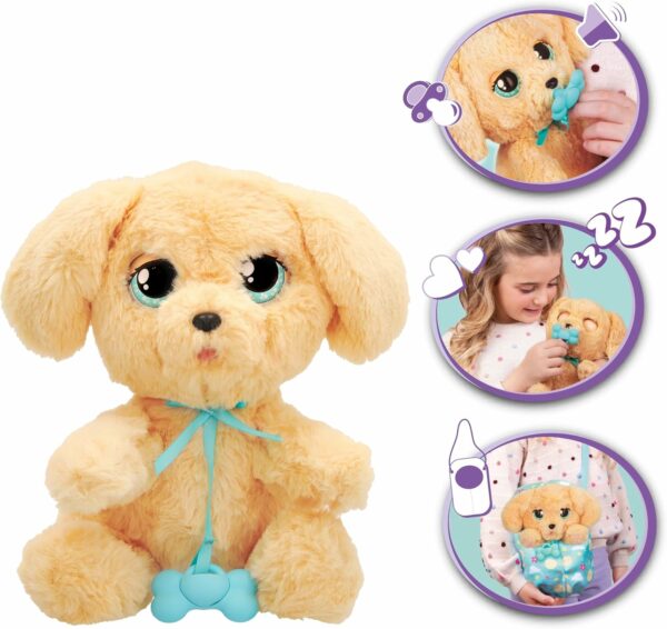 Baby Paws Labrador, Peluche Interattivo con Suoni, Apre e Chiude gli Occhi ed Include Borsetta/Copertina, IMC TOYS 921146