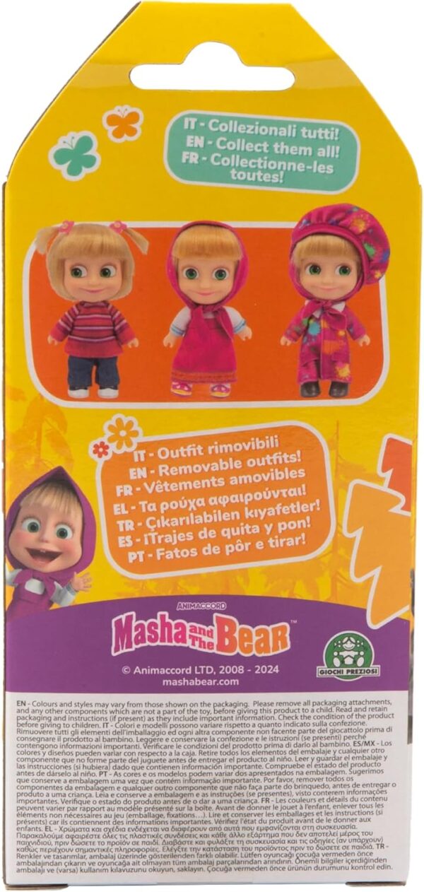 Masha e Orso, Bambola Masha Con Codini e Maglione Rosa, 12 Cm - Giochi Preziosi MHA26000